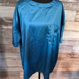 Serra Blue Satin Pajamas With Sleep Mask